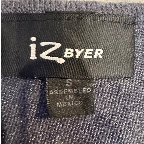 Vintage IZ Byer y2k small gray sparkle striped short sleeve whimsygoth grunge - Picture 6 of 8